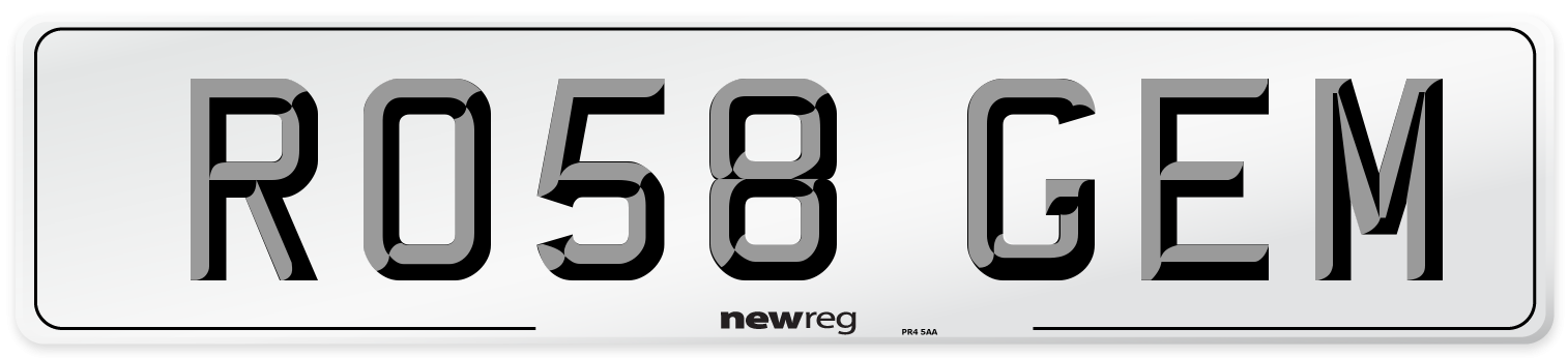 RO58 GEM Number Plate from New Reg